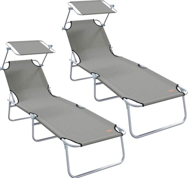 Lettino da sole 2 pcs Grigio 58 x 188 x 77cm Poliestere