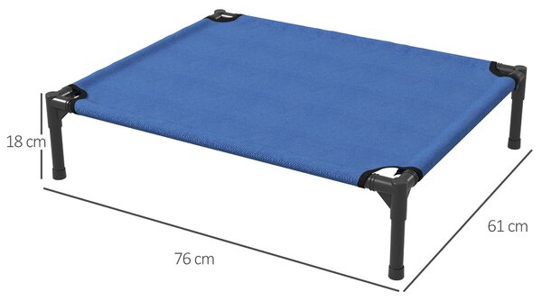 PawHut Cuccia Lettino per Cani Rialzato Pieghevole per Interno ed Esterno in Metallo e Tessuto Oxford, 76x61x18 cm, Blu