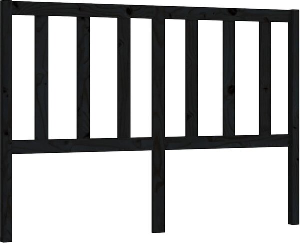 Testiera per Letto Nera 126x4x100 cm in Legno Massello di Pino