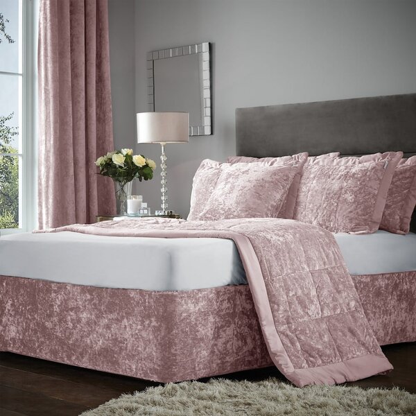 Coprirete in velluto elasticizzato rosa 152x198 cm Crushed Velvet - Catherine Lansfield