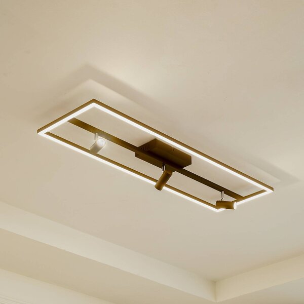 Plafoniera a LED Yvor Lucande, Nero, Soggiorno / Sala da pranzo, Alluminio, Moderno, Plafoniera LED