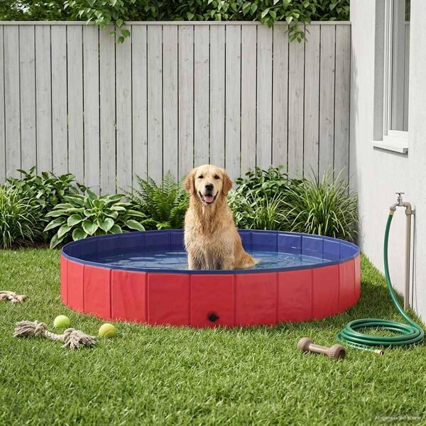 Piscina per Cani Rosso Ø200 x 30 cm PVC Spesso