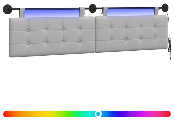 Testiera sospesa Con luce LED Grigio Nuvola Tessuto