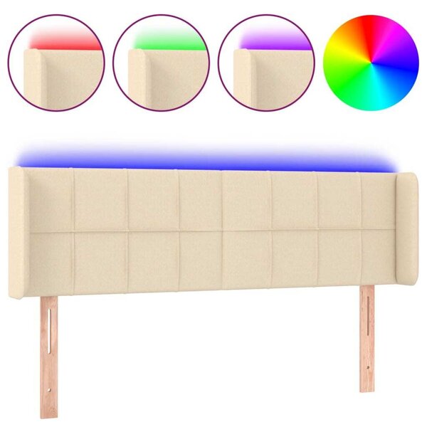 Testiera a LED Crema 147x16x78/88 cm in Tessuto