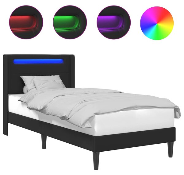 Struttura del letto con strisce LED Nero 80 x 200 cm Pelle finta