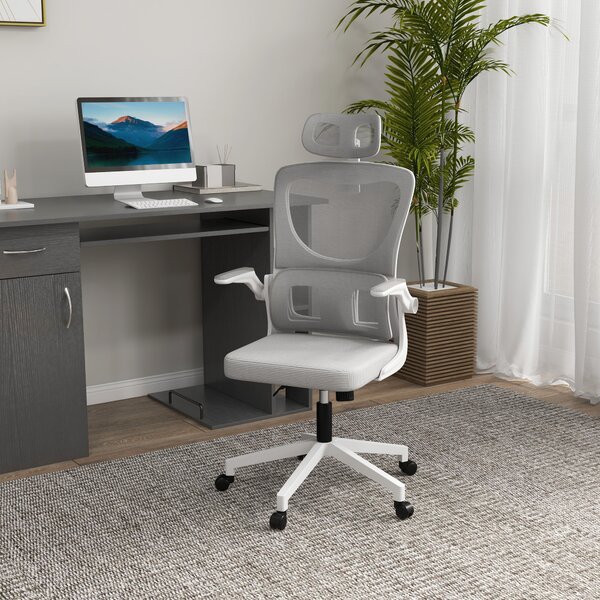 Vinsetto Poltrona da Ufficio con Poggiapiedi e Poggiatesta, Sedia da Ufficio Ergonomica ad Altezza Regolabile, 60x59x114-122 cm, Grigio|Aosom Italy