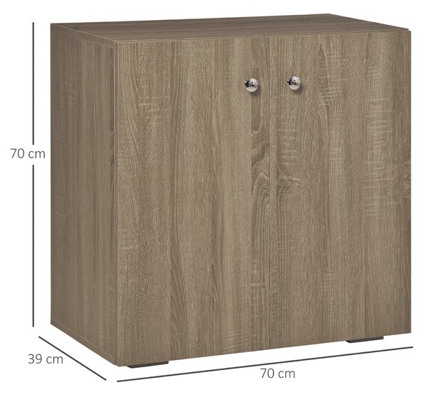 HOMCOM Mobiletto Multiuso a 2 Ante, Mobiletto Soggiorno o Ufficio in Legno con Maniglie in Alluminio, 70x39x70cm|Aosom