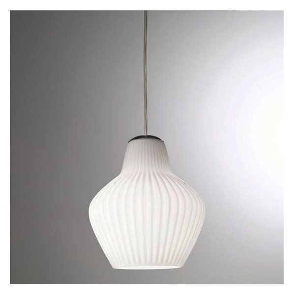 SIRU - Lampadario a sospensione con filo LONDON 1xE27/60W/230V bianco/cromo lucido Vetro veneziano