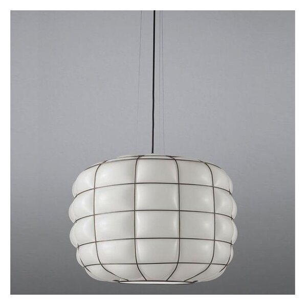 SIRU - Lampadario a sospensione con filo TERRA 1xE27/60W/230V nero/bianco Vetro veneziano