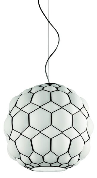 SIRU - Lampadario a sospensione con filo GALAPAGOS 1xE27/60W/230V nero/bianco Vetro veneziano