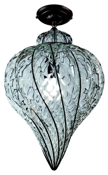 SIRU - Lampadario a plafone GOCCIA 1xE27/60W/230V diametro 25 cm limpido/marrone Vetro veneziano