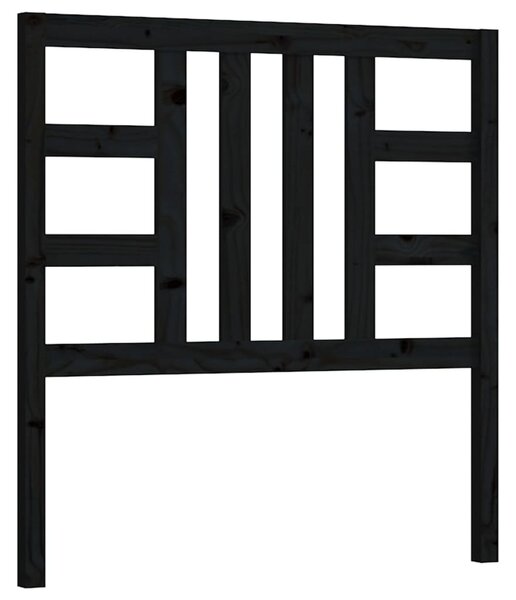 Testiera per Letto Nera 81x4x100 cm in Legno Massello di Pino