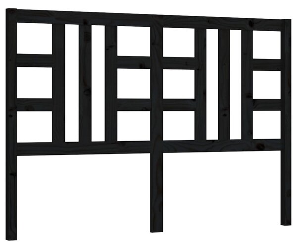 Testiera per Letto Nera 146x4x100 cm in Legno Massello di Pino