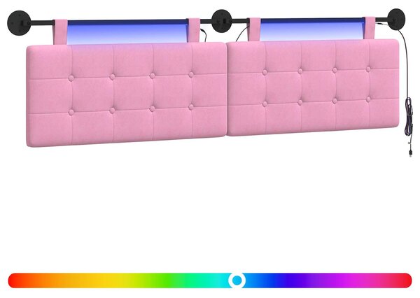 Testiera sospesa Con luce LED Rosa Tessuto