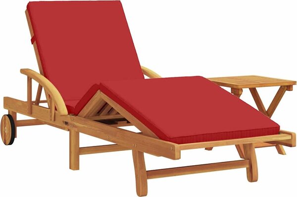 Lettino da sole 2 pcs Rosso Legno di Acacia Massello