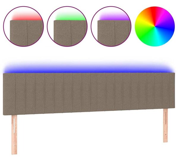 Testiera a LED Tortora 160x5x78/88 cm in Tessuto