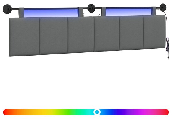Testiera sospesa Con luce LED Grigio Scuro Tessuto