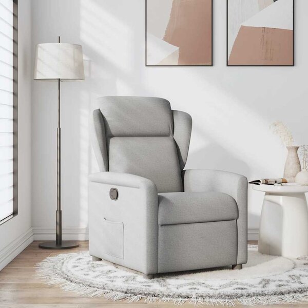 Poltrona Reclinabile in Tessuto Grigio Nuvola
