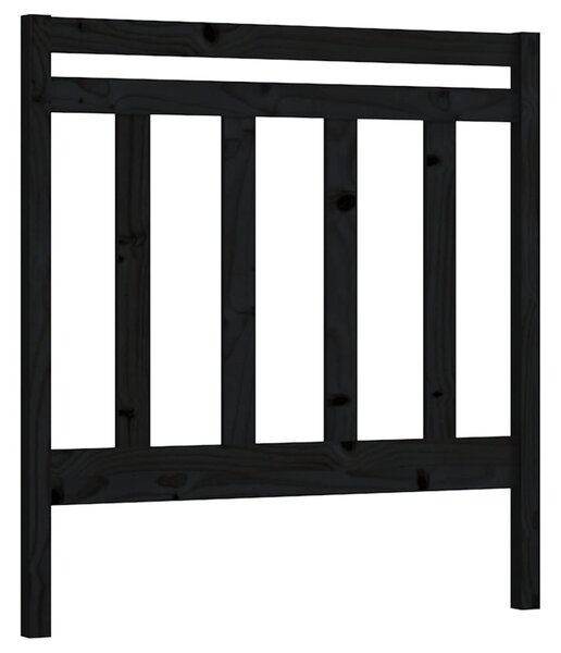 Testiera per Letto Nera 96x4x100 cm in Legno Massello di Pino