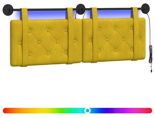 Testiera sospesa Con luce LED Giallo Velluto