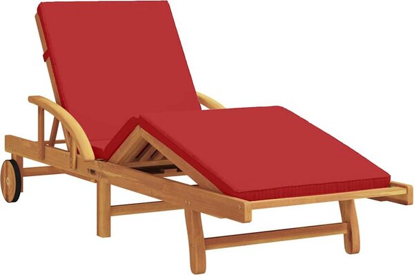 Lettino da sole Rosso 200 x 67 x 84 cm Legno di Acacia Massello