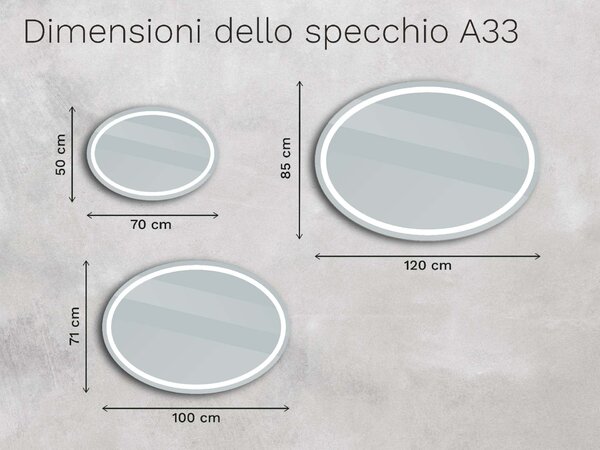 Specchio ovale con illuminazione a LED A33