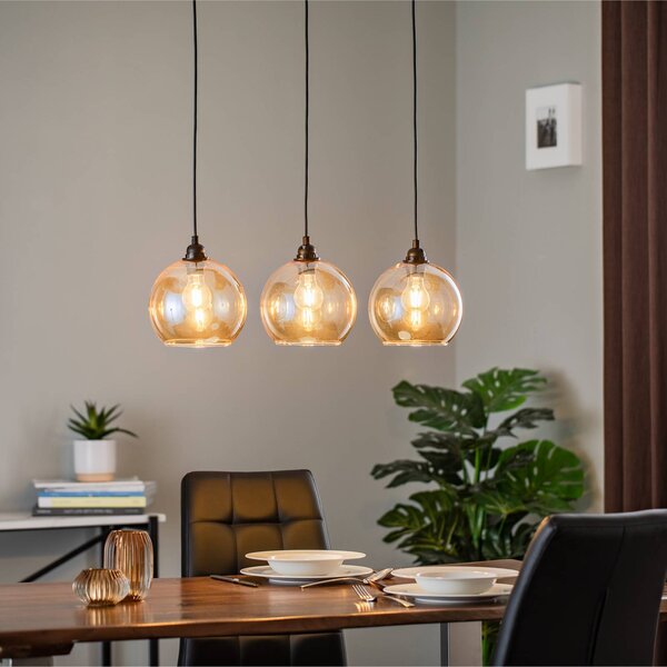 Lampada a sospensione in vetro Gold 022 Opviq, dimmerabile, Ottone / Oro, Soggiorno / Sala da pranzo, Vetro, Moderno, Lampada a sospensione