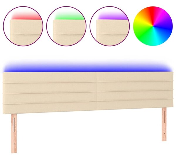 Testiera a LED Crema 180x5x78/88 cm in Tessuto
