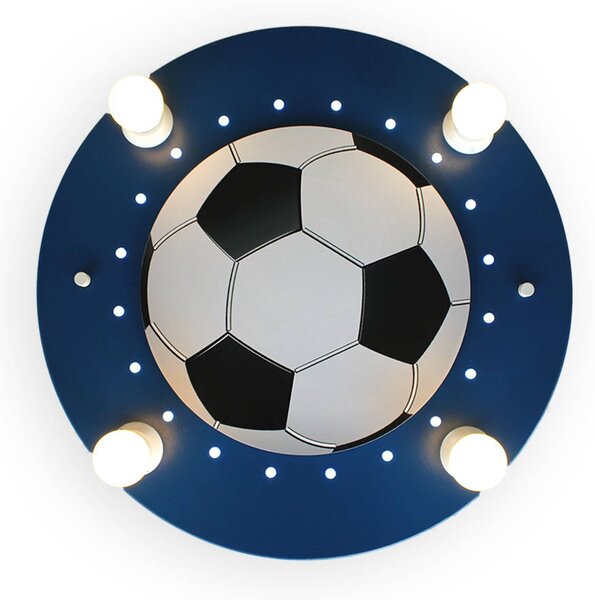 Elobra Plafoniera calcio, 4 luci, bianco-blu scuro