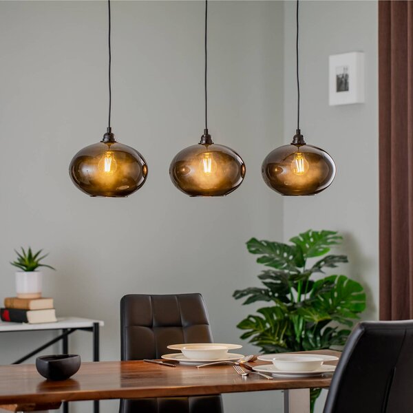 Lampada a sospensione in vetro Smoked 052 Opviq, dimmerabile, Alluminio / Grigio / Zincato, Soggiorno / Sala da pranzo, Vetro, Moderno, Lampada a sospensione