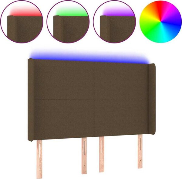 Testiera a LED MarroneScuro147x16x118/128cm inTessuto