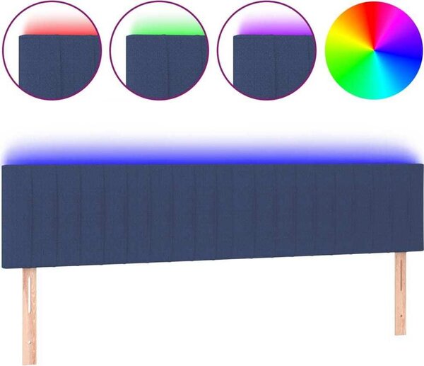 Testiera a LED Blu 200x5x78/88 cm in Tessuto