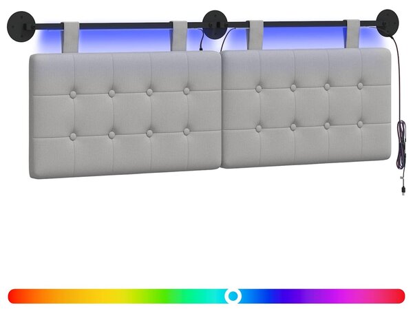 Testiera sospesa Con luce LED Grigio Nuvola Tessuto