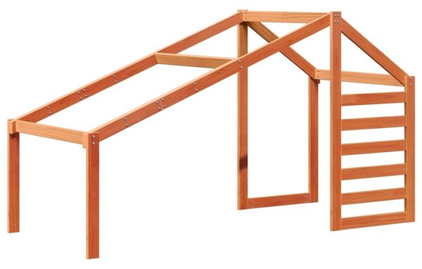 Tetto Letto Bambini Marrone Cera 188x97x113 Legno Massello Pino