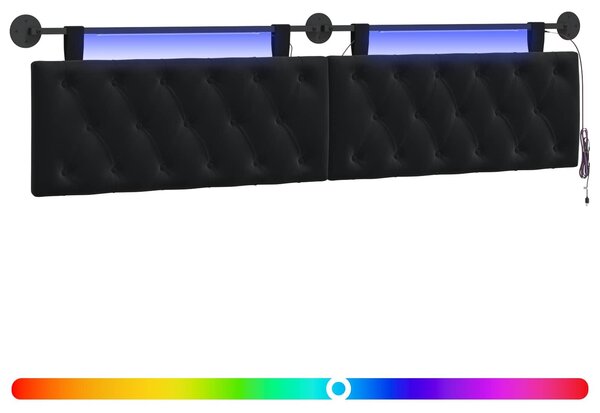 Testiera sospesa Con luce LED Nero Velluto