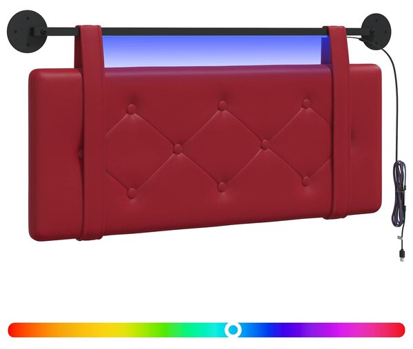 Testiera sospesa Con luce LED Rosso Vino Pelle finta