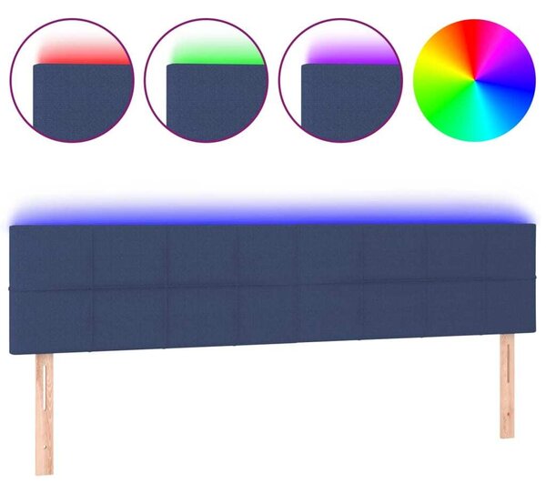Testiera a LED Blu 200x5x78/88 cm in Tessuto