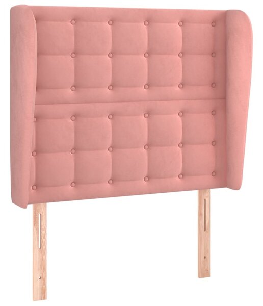 Testiera ad Orecchio Rosa 83x23x118/128 cm in Velluto
