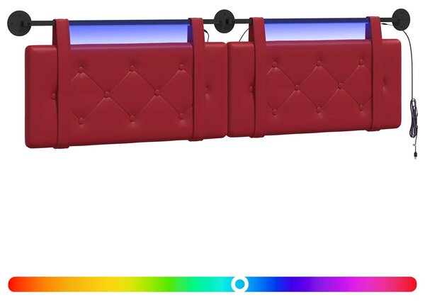 Testiera sospesa Con luce LED Rosso Vino Pelle finta