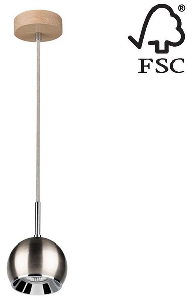Spot-Light 5141174 - Lampadario LED a sospensione con filo BALL WOOD 1xGU10/5W/230V quercia opaco