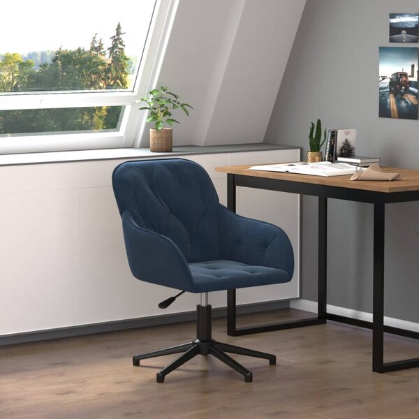 The Living Store Sedia da ufficio girevole in velluto blu