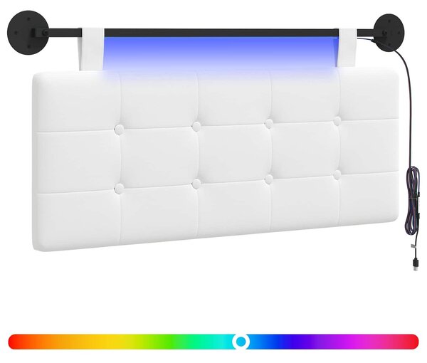 Testiera sospesa Con luce LED Bianco Tessuto
