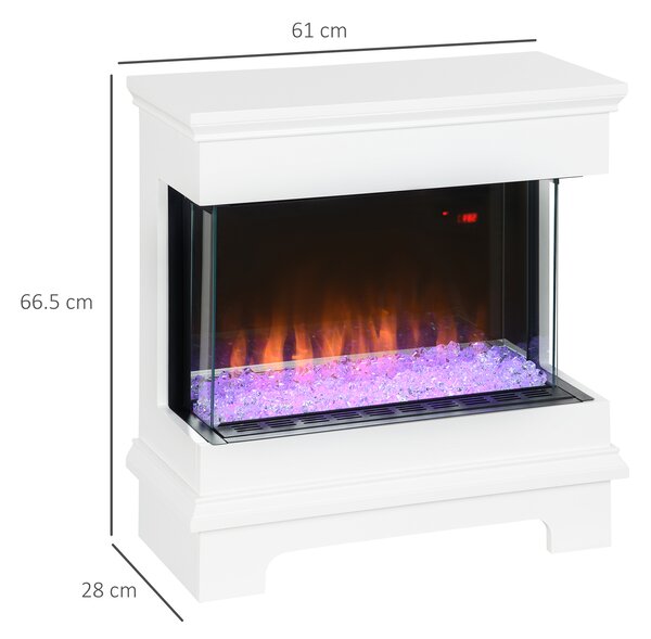 HOMCOM Caminetto Elettrico a 10 Colori con Spegnimento Automatico e Timer da 12h, 61x28x66.5 cm, Bianco|Aosom