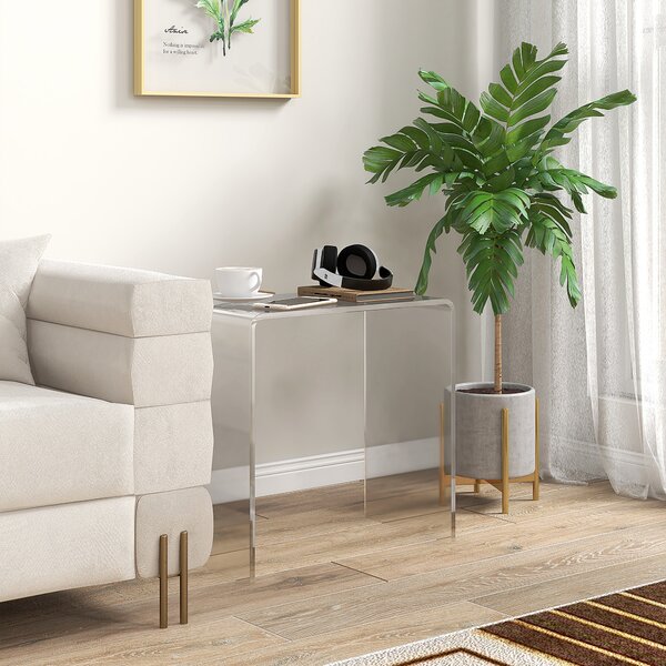 HOMCOM Tavolino da Salotto in Acrilico a U con Bordi Lisci e Angoli Arrotondati, 53.5x30.5x53.5 cm, Trasparente|Aosom