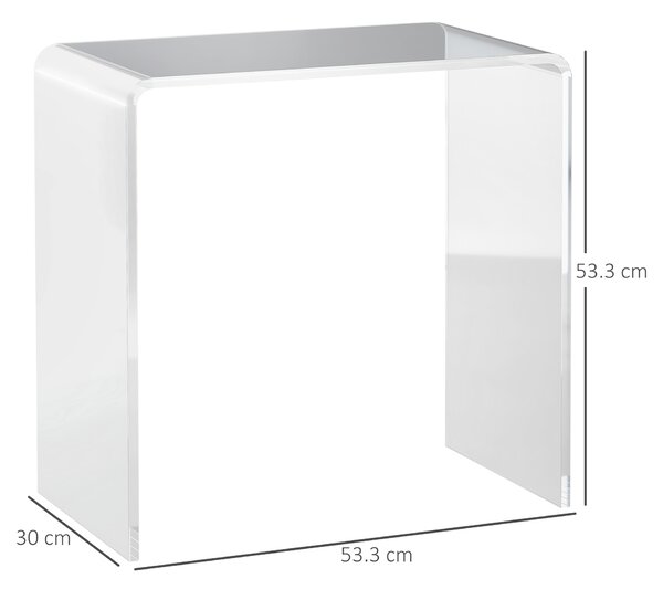 HOMCOM Tavolino da Salotto in Acrilico a U con Bordi Lisci e Angoli Arrotondati, 53.5x30.5x53.5 cm, Trasparente|Aosom