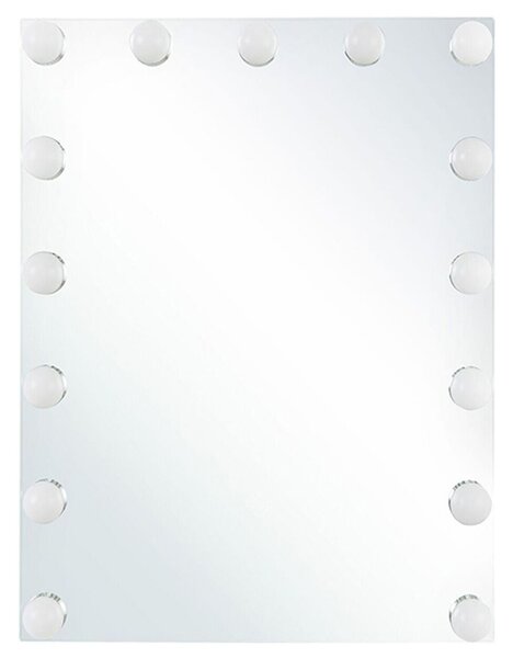 Specchio da toeletta da parete con LED Bianco 40 x 50 cm Tavolo da toeletta rettangolare illuminato con lampadine Hollywood Beliani