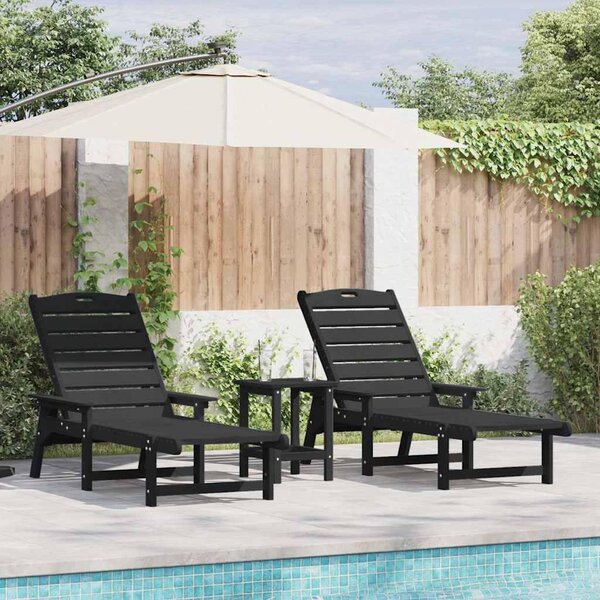 Lettino da sole 2 pcs Nero 195,5 x 53 x 98,5 cm Polietilene
