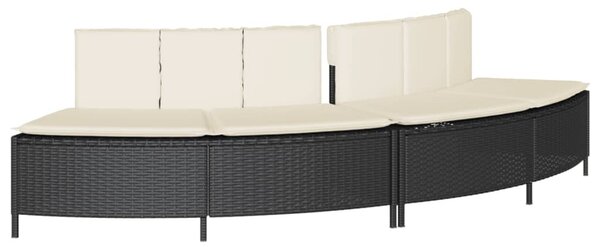 Panche Vasca Idromassaggio con Cuscini 2pz in Polyrattan Nero