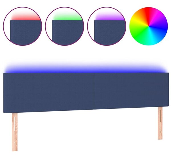 Testiera a LED Blu 200x5x78/88 cm in Tessuto