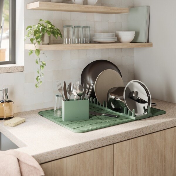 Tappetino scolapiatti verde polveroso in plastica 61x43 cm Udry – Umbra